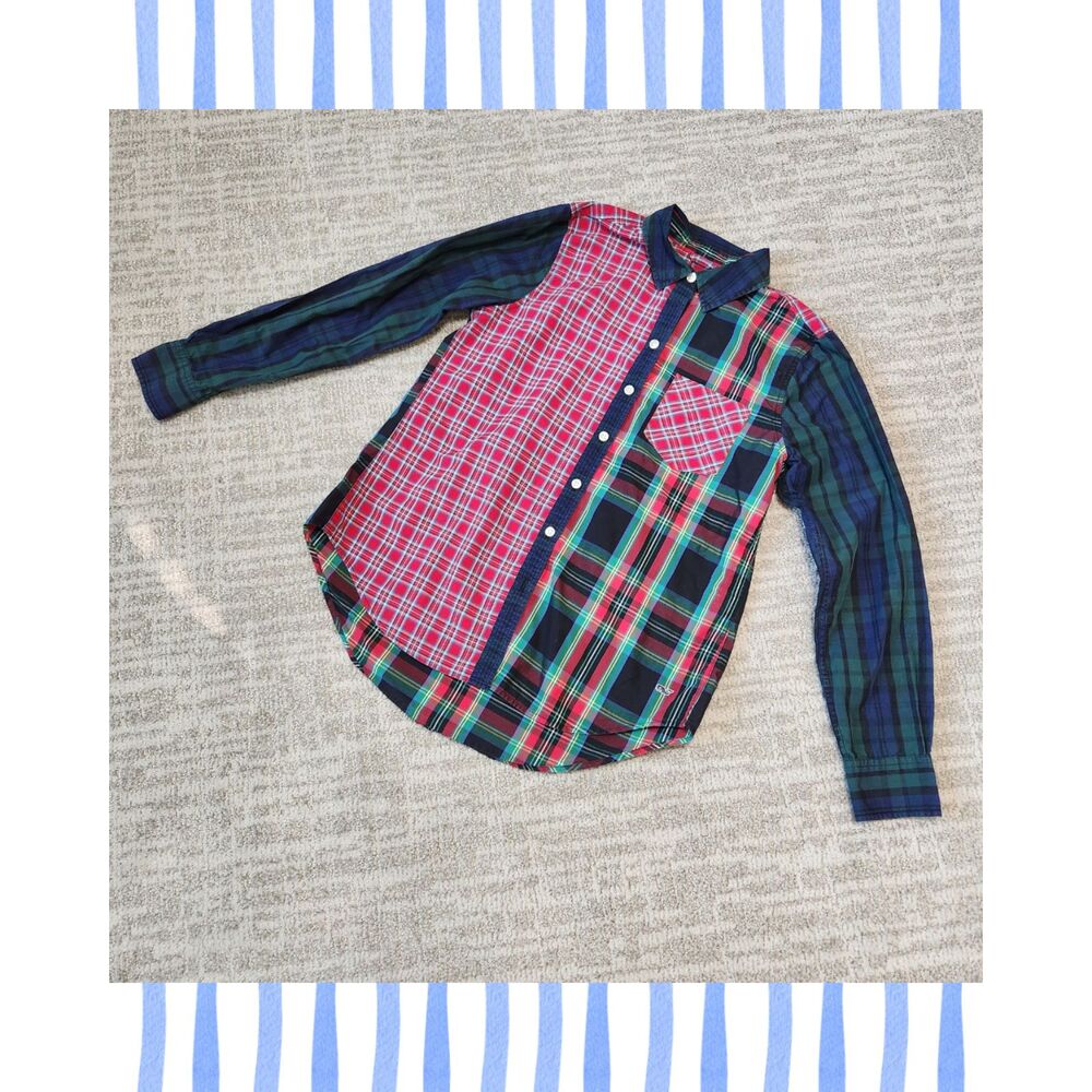Vineyard Vines Women's Christmas Mixed Plaid Button Down Shirt Size 2